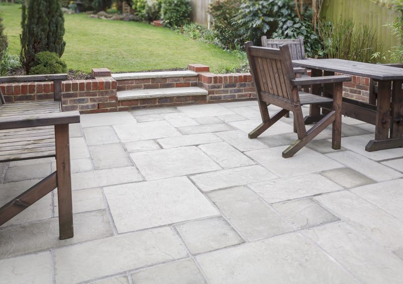 Stylish paver patio with landscape features